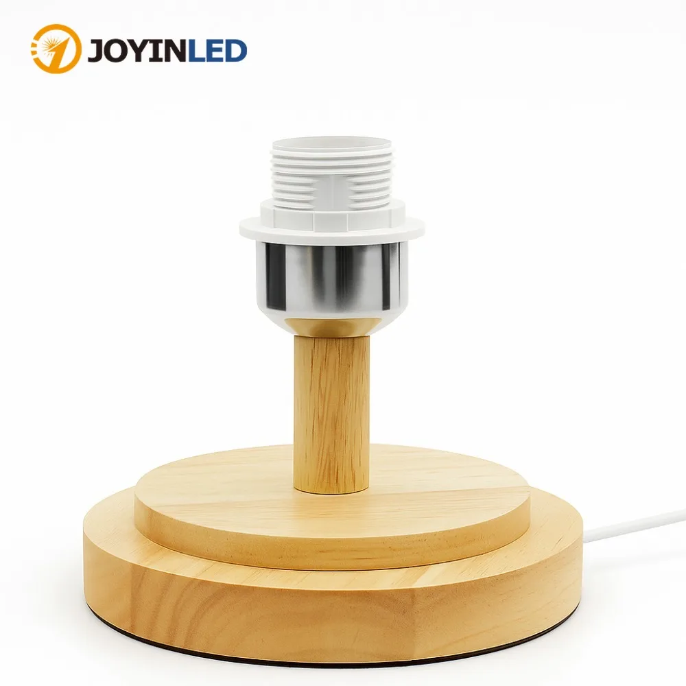 JOYINLED Runder Sockelhalter aus massivem Holz mit Kabel-EIN-AUS-Schalter für Tischlampen-Stecker, E27-Lampe, Nachttischlampenhalter für Zuhause