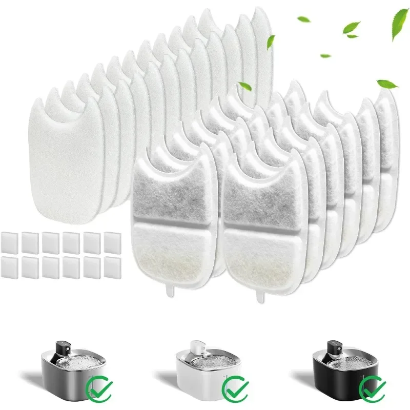 12er-Pack Wasserbrunnenfilter und 12 Pumpfilterschwämme als Ersatz, Trinkbrunnen für Katzen, Hunde und Haustiere für 135 fl oz/4L Katzennapf Image