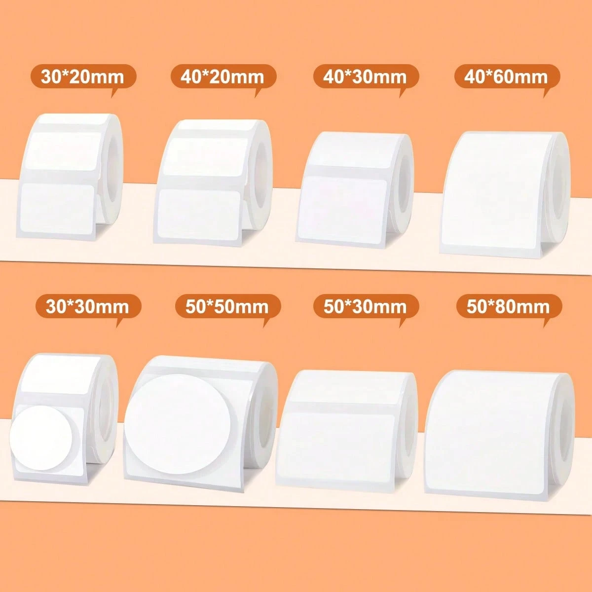 Thermoetikettendruckerpapier, weißes, quadratisches, selbstklebendes Thermopapier, Thermoetiketten, kompatibel mit M110 M120 M200 M220 Etikett Image