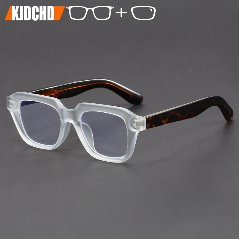 KJDCHD Männer Myopie Optische Brillen Retro Quadrat Hyperopie Progressive Blau Licht Blockieren Lesebrille Image