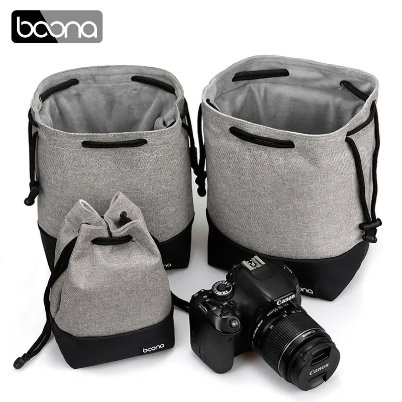 BOONA Kamera Objektiv Tasche Tasche Fall für Canon Objektiv Nikon Sony Olympus Fuji DSLR Fotografie Zubehör Universal Kordelzug Image