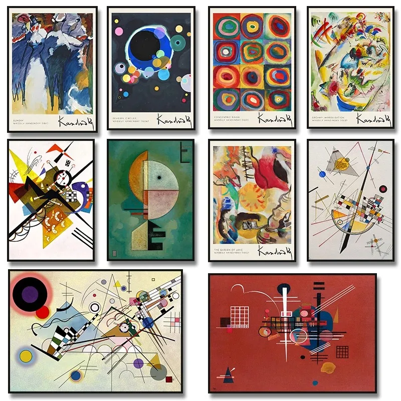 Wassily Kandinsky Abstrakte Kunst Leinwand Malerei Konzentrische Ringe Regenbogen Wald Poster und Drucke Cuadros Wand Kunst Home Decor