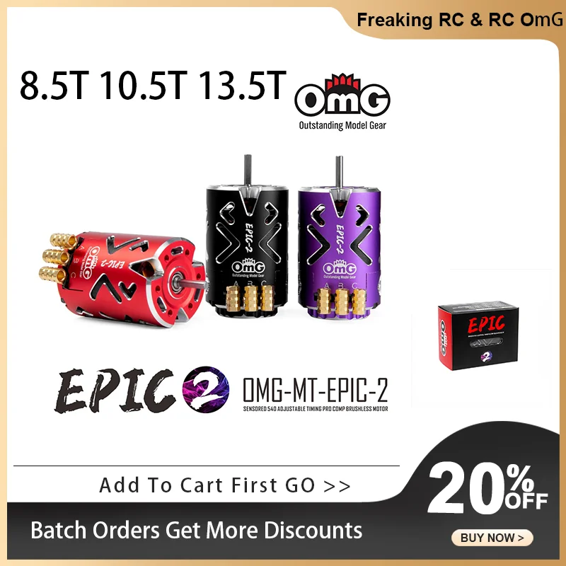 EPIC-2 8,5T 10,5T 13,5T OmG EPIC-2 540 Sensored Brushless Timing-Einstellbarer Top Motor KV3750 KV2955 für RC Drifting On-Road Car