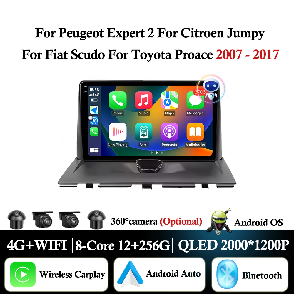 Android 15 Für Peugeot Expert 2 Für Citroen Jumpy Für Fiat Scudo Für Toyota Proace 2007-2017 Auto Radio multimedia-Player Image