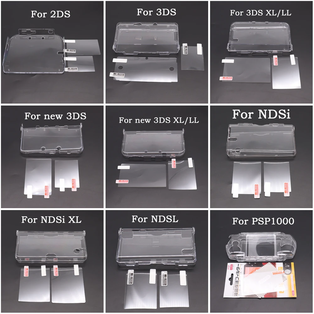 Transparente Kunststoff-Schutzhülle für New 2DS 3DS XL LL NDSL für DSi NDSi XL LL Displayschutzfolie