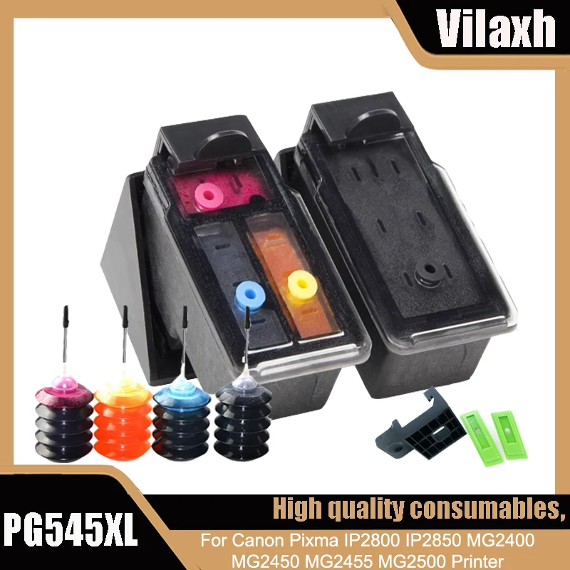 Vilaxh PG-545 CL-546 545xl 546xl Nachfüll-Tintenpatrone Ersatz für Canon PG545 CL546 Pixma IP2850 MG2450 MG2455 MG2550 MX495 Image