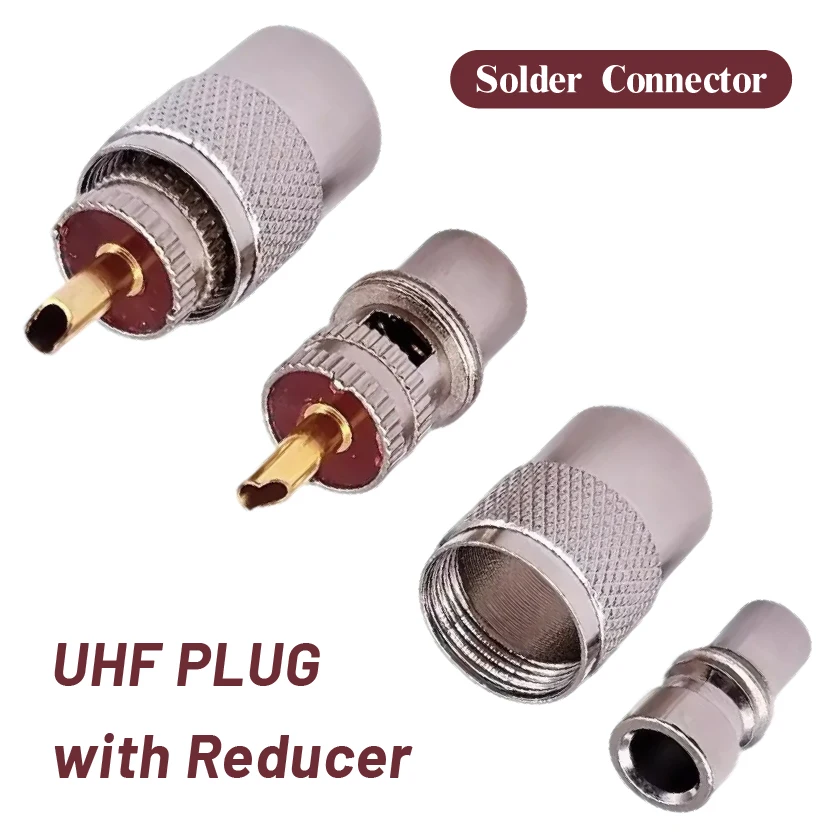 RG58 RG59 RG6U Koaxialkabel PL259 UHF Stecker mit Reduzierstück Schraubkupplung Steckverbinder Image