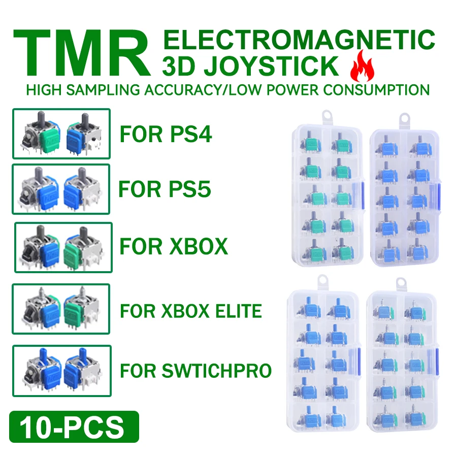 10er-Pack TMR Elektromagnetischer Hall-Effekt-Joystick Ersatz 3D Analog Stick Dual Sense Controller für PS5/PS4/SWITCH PRO/XBOX