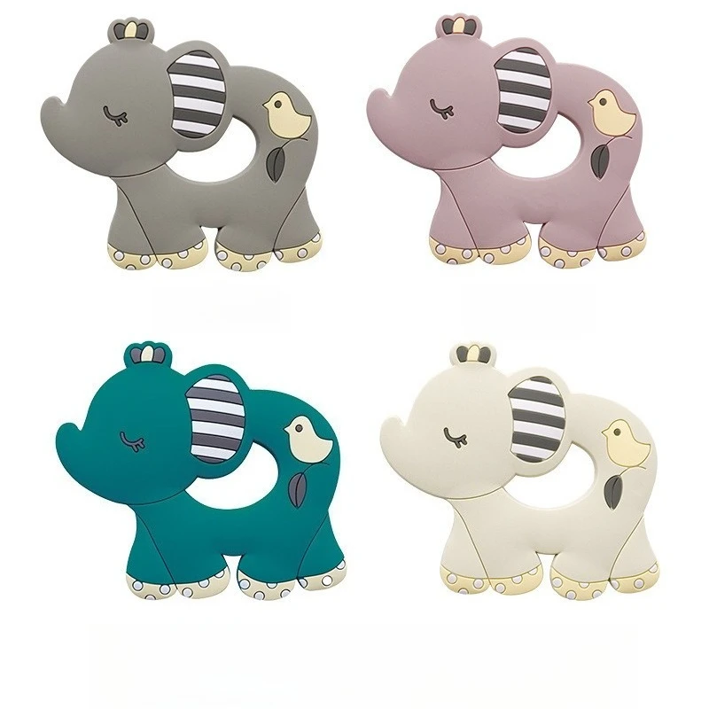 2/5 Stück Modische Silikon-Perlen BPA-frei Baby-Beißring Tier-Design Neugeborenen-Beißspielzeug DIY Schnullerkette Halskette Zubehör Image