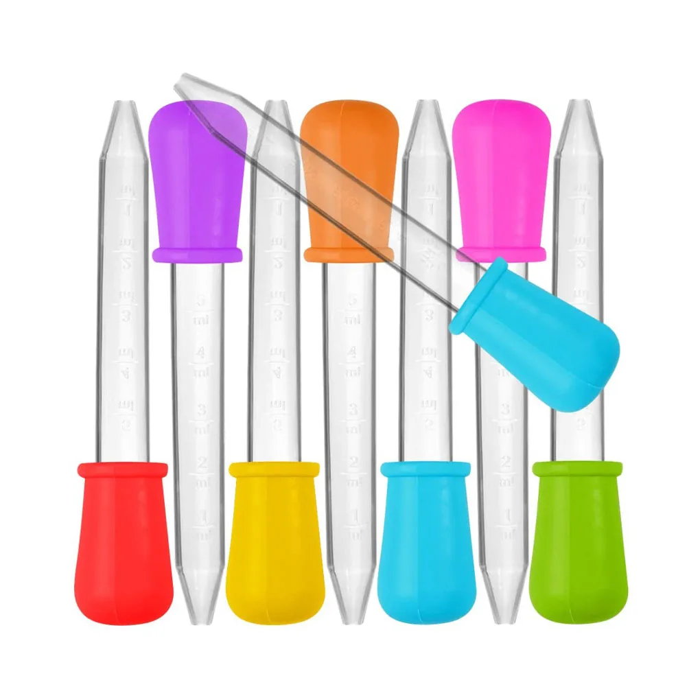 5PCS 5ml Kleine Silikon Kunststoff Pipette Dropper Fütterung Medizin Flüssigkeit Auge Ohr Pipette Dropper Labor Experiment Spielzeug geschenk Image