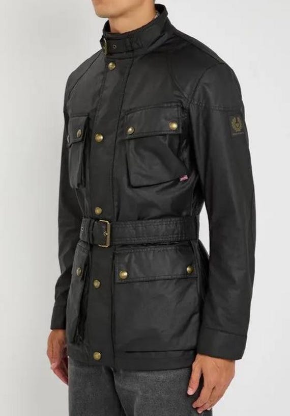 Giacca da motociclista cerata nera da uomo Belstaff Trialmaster 1948, taglia US 36 UK 36 IT 46