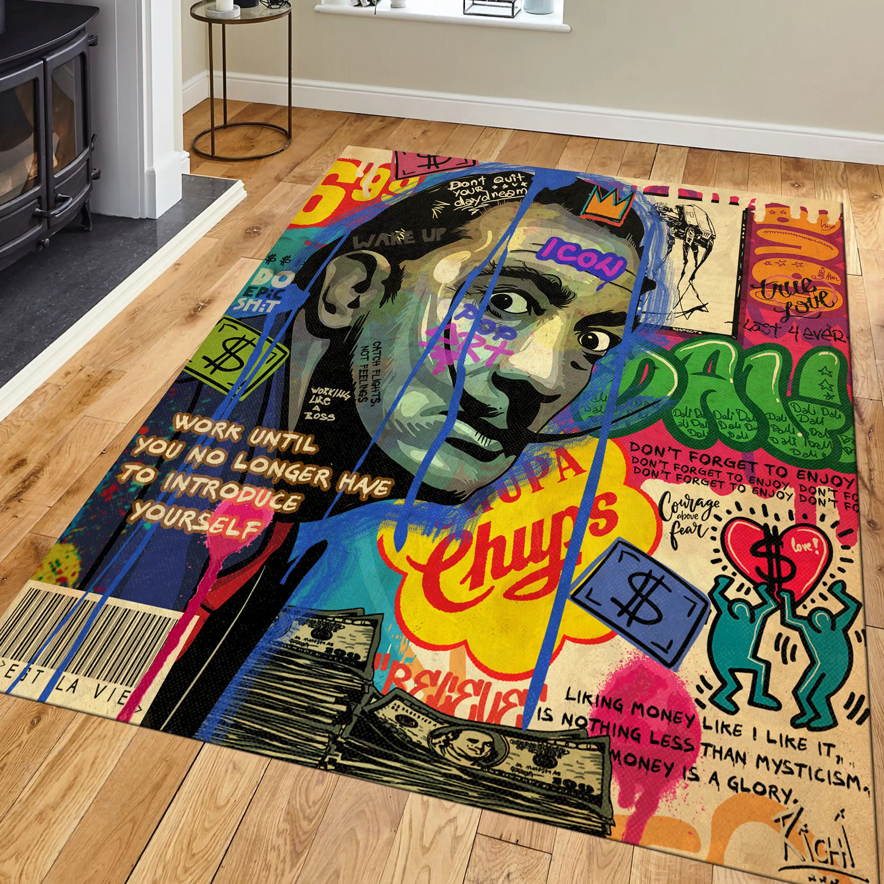 Bunter Teppich Salvador Dali Teppich Pop Art Teppich Graffiti Teppich Street Art Teppich Bereich Teppich Wohnzimmer Teppich moderner Teppich beliebter Teppich Image