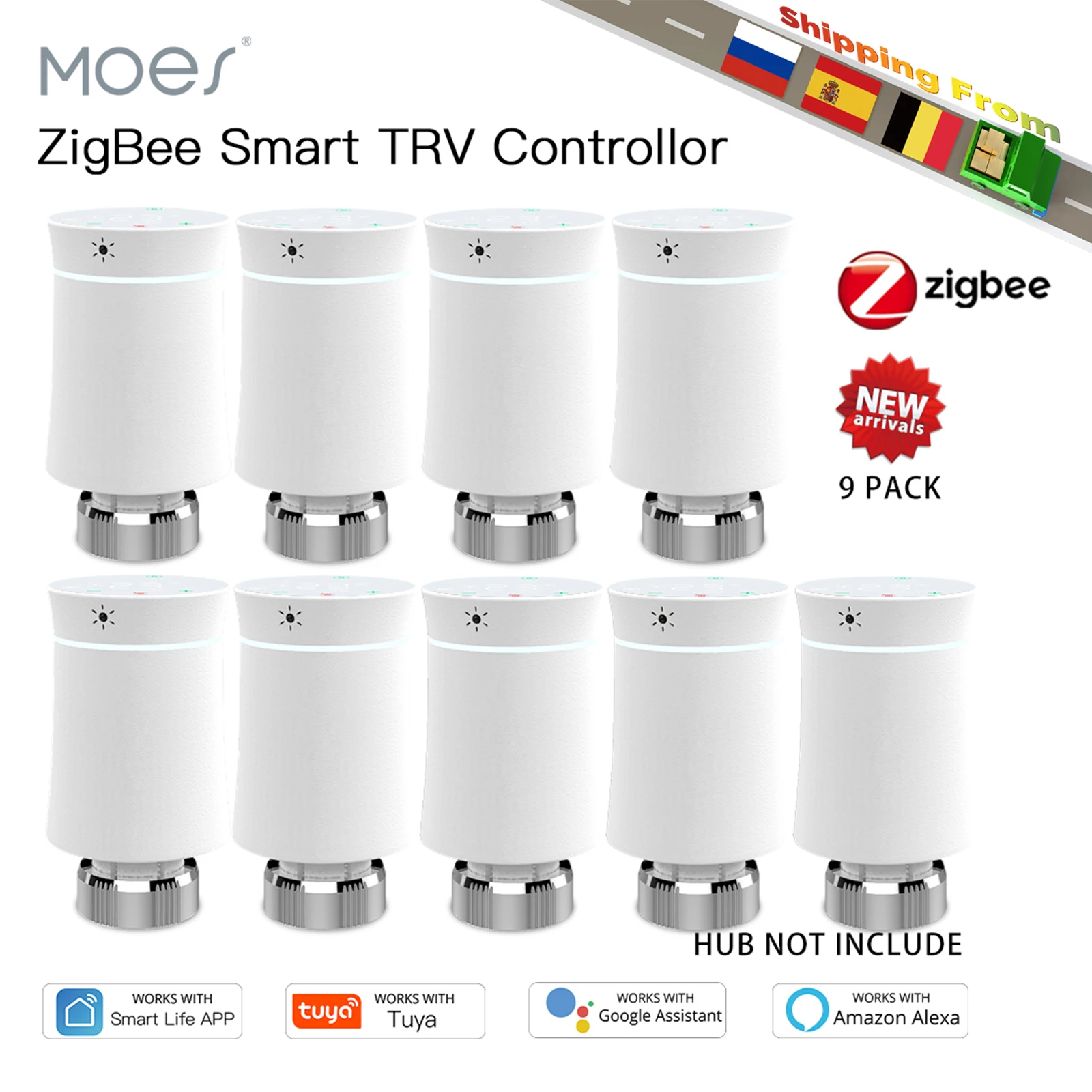 MOES ZigBee3.0 TRV Tuya Heizkörper Stellventil Smart Programmierbare Thermostat Temperatur Heizung Steuerung Alexa google home stimme Image