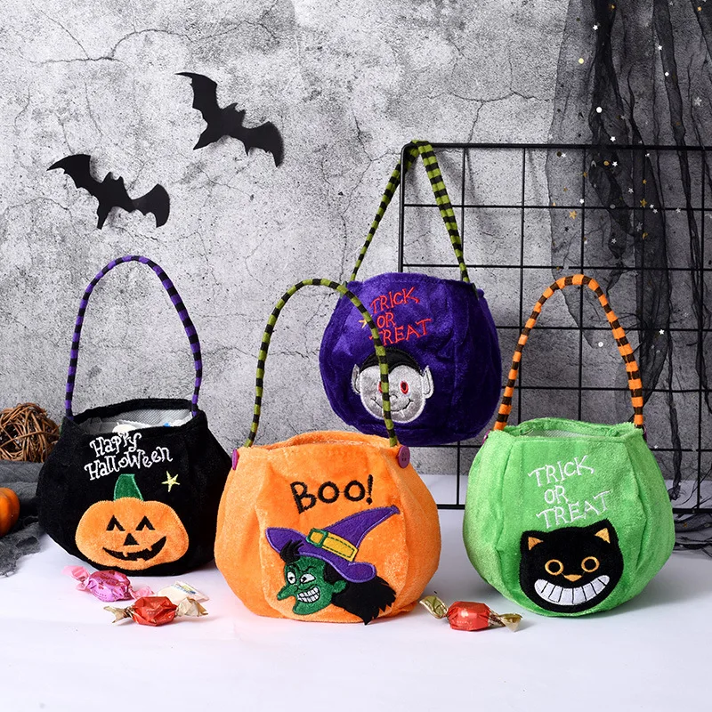 Modische und niedliche Halloween-Süßigkeitsbeutel-Dekorationen, tragbare Kürbis-Tasche, Kindergarten, Süßigkeiten-Szenen-Layout, Geschenktüte, Stoffbeutel Image