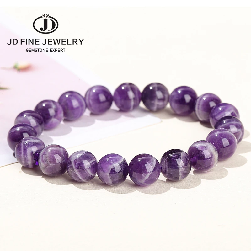 JD Natürliche Traum Spitze Amethyst Stein Perlen Armbänder Frauen Lila Kristall Quarz Energie Perle Reiki Healing Armreif Schmuck Geschenk