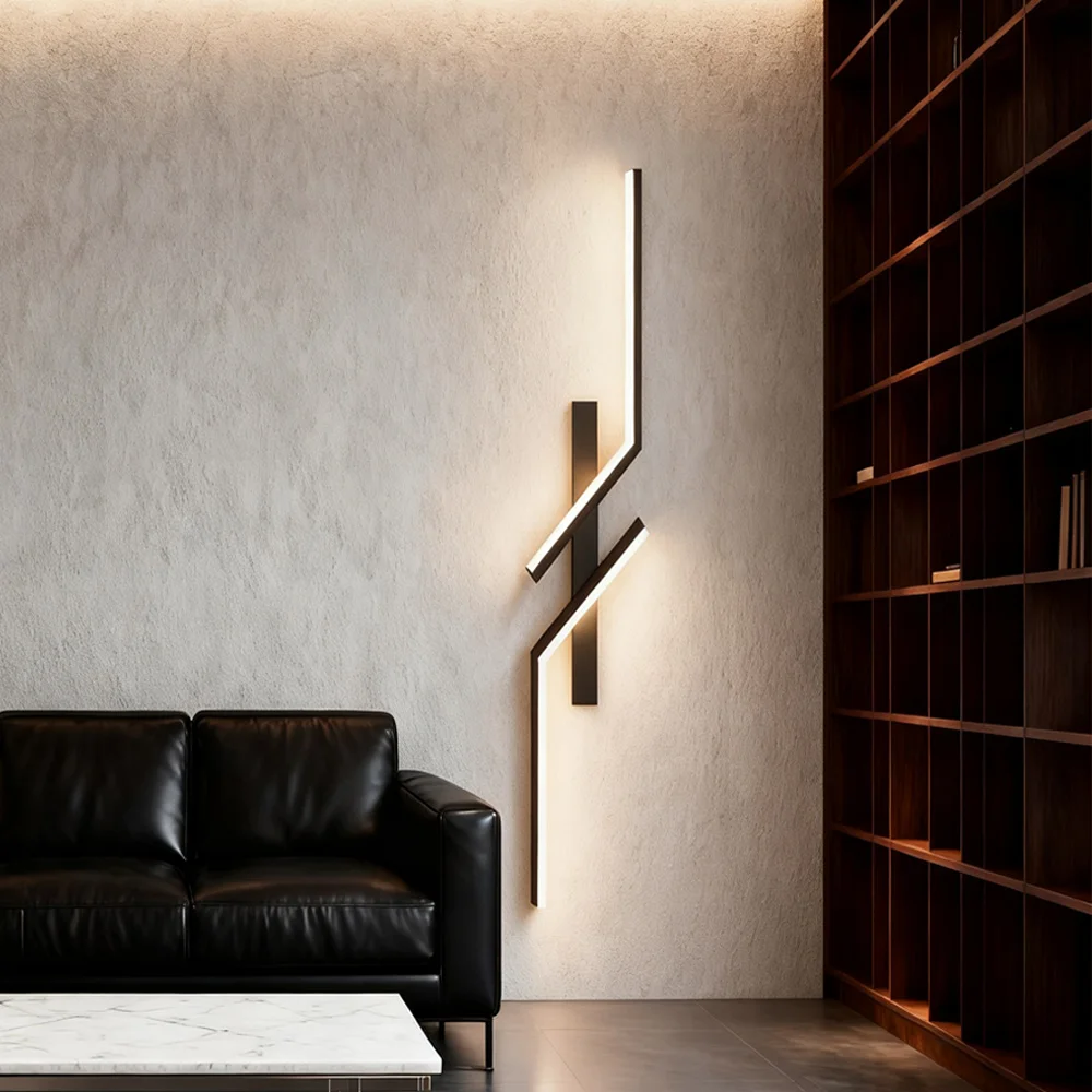 LED-Wandleuchte, modern, minimalistisch, Wohnzimmer-Wandleuchte, Schwarz, für Schlafzimmer, Nachttisch, Flur, Sofa, Dekor, Wandleuchte, Umgebungslampe