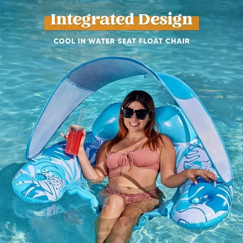 Neue aufblasbare schwimmende Reihe Wasser Sonnencreme U-Sitz mit Markise Wasser Sofa aufblasbare Liege Großhandel Image