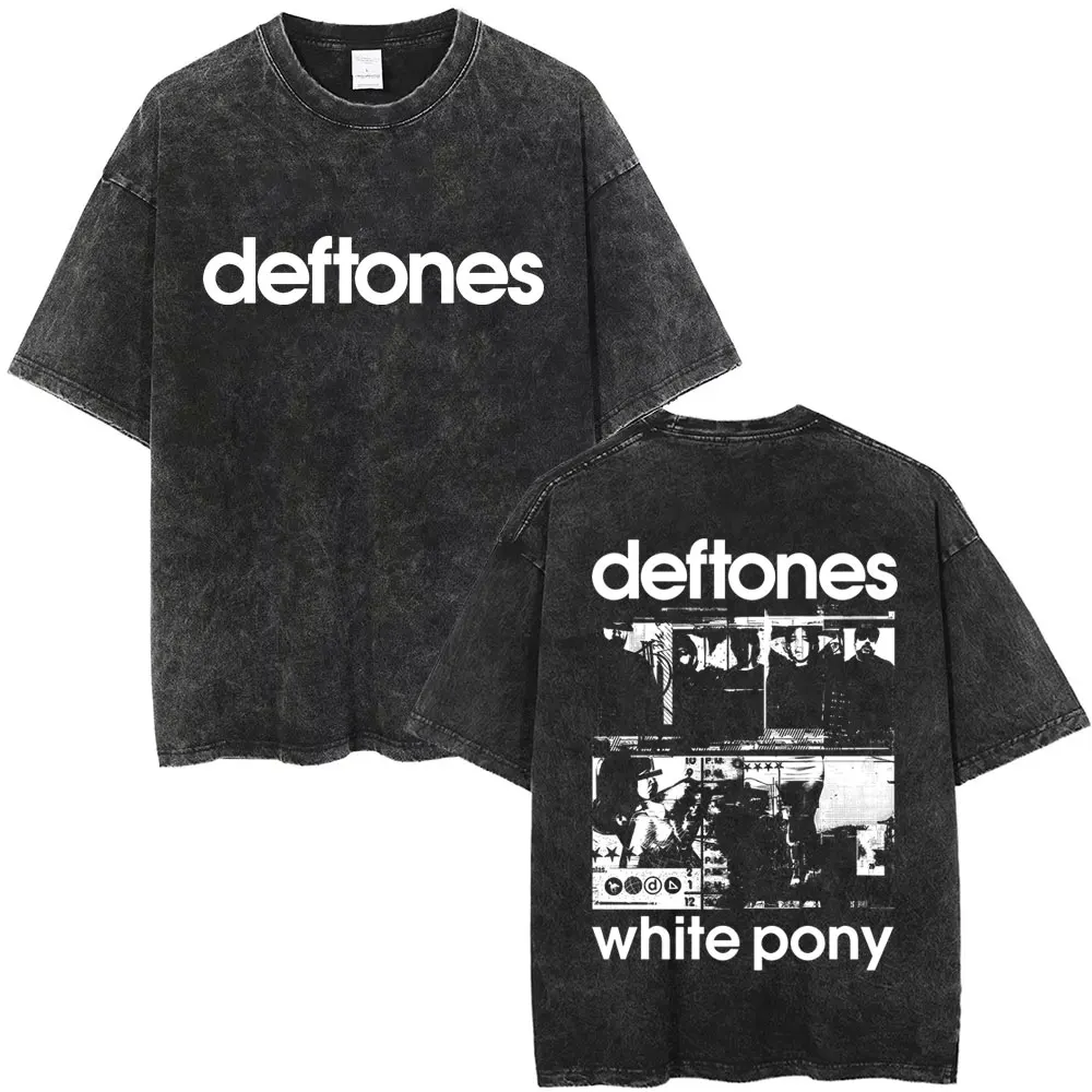 Gewaschene Vintage Rock Band Deftones White Pony T-Shirts Männer Frauen Alternative Heavy Metal T-Shirt Herren Baumwolle Übergroße T-Shirts