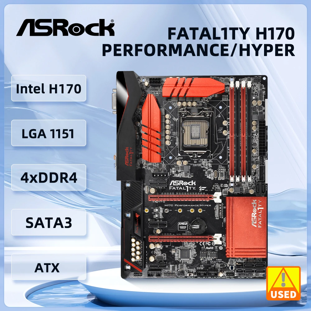 ASRock FATAL1TY H170 PERFORMANCE HYPER Motherboard Intel H170 LGA 1151 ATX Ultra M.2 DDR4 64G für i7-7700 i5-6500 i3-6100 CPU Image
