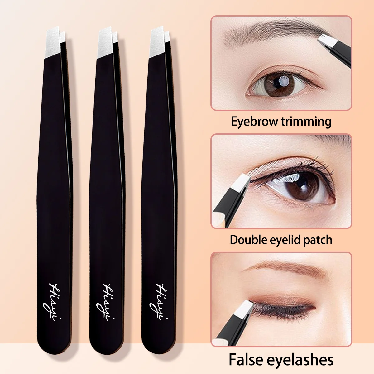 HISYI Augenbrauenpinzette, schräge Haarschneidemaschine aus Edelstahl, feiner Haarentferner, Schönheits-Make-up-Werkzeug zur Augenbrauen-Haarentfernung Image