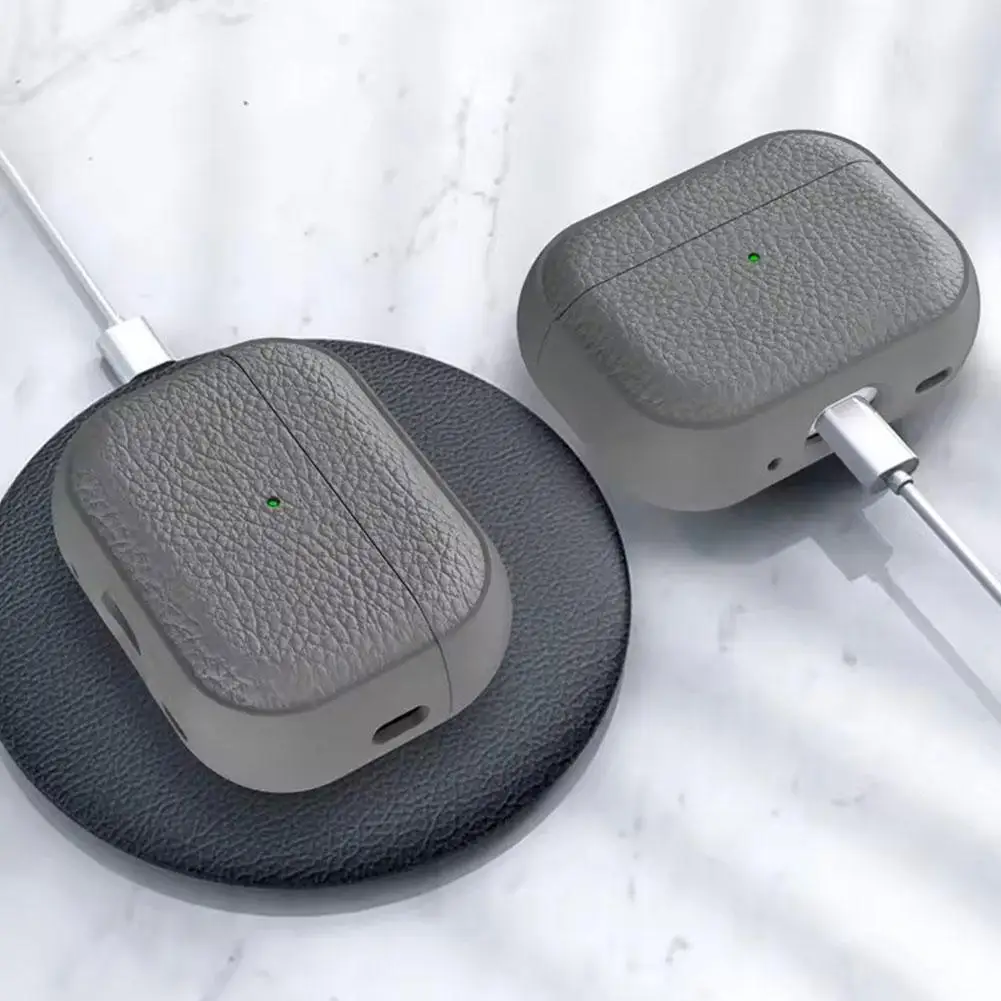 Für AirPods Pro 3 2025, weiche TPU-Litschi-Leder-Schutzhülle für AirPods Pro 3-Hüllen mit Trageband Image