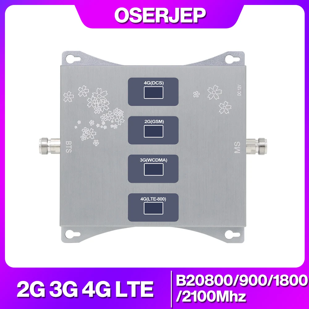 Vierband 2g 3g 4g Signal Repeater lte 1/3///MHz Mobilfunk verstärker Mobils ignal Telefon Booster Band20/8/g/m² Gleichstrom Image