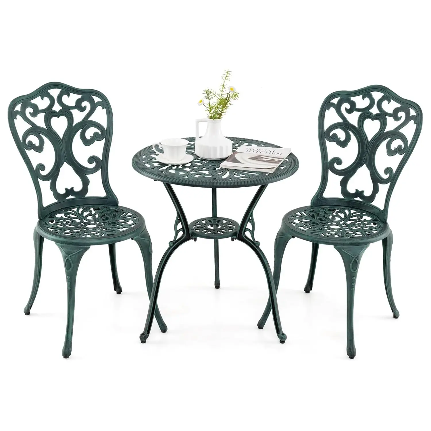 Ensemble de meubles de jardin 3 pièces, table de bistro avec 2 chaises, ensemble de balcon résistant aux intempéries, meubles de patio, ensemble de jardin, ensemble de sièges