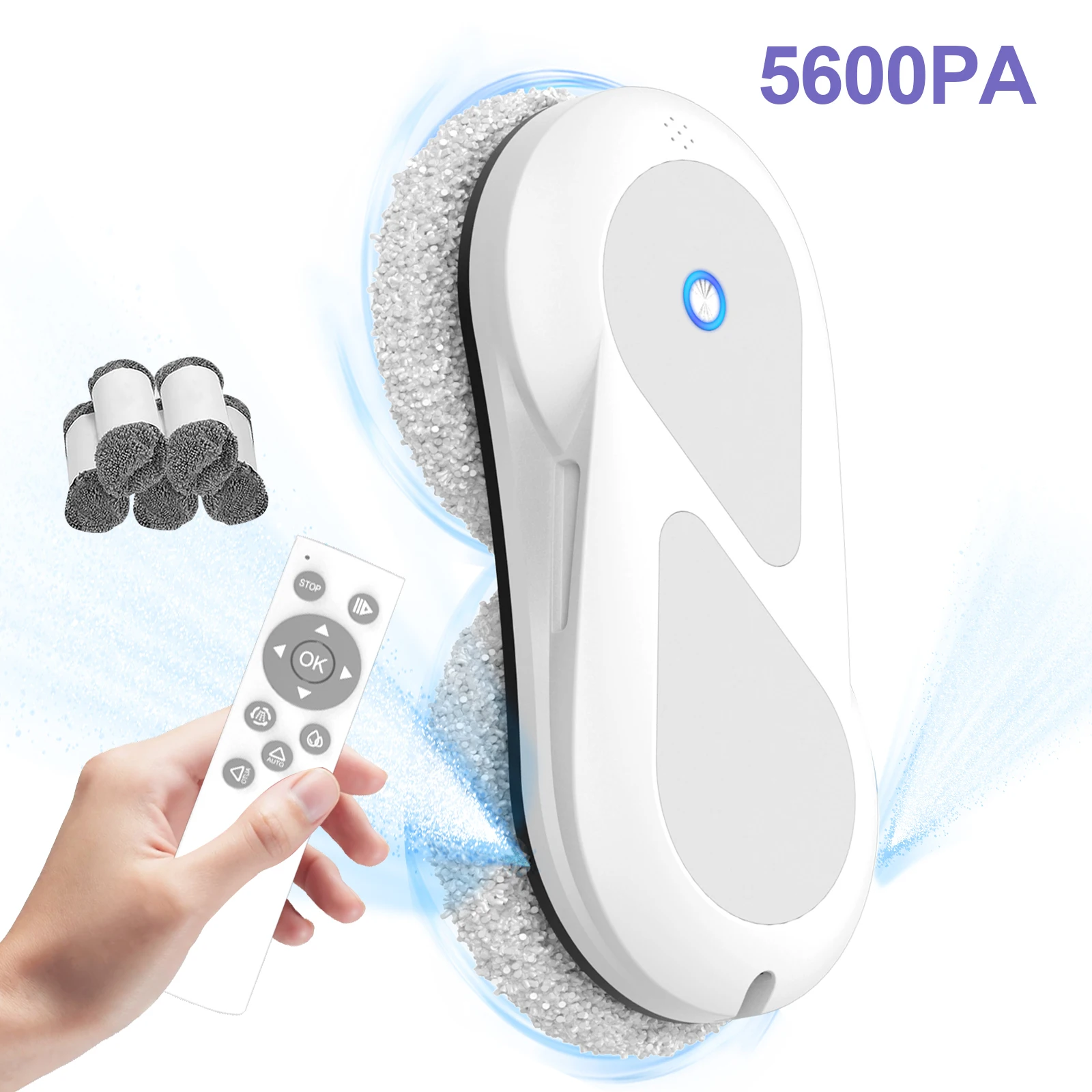 Robot nettoyeur de vitres 5600 Pa, robot nettoyeur de vitres télécommandé, robot nettoyeur de vitres électrique pour la maison