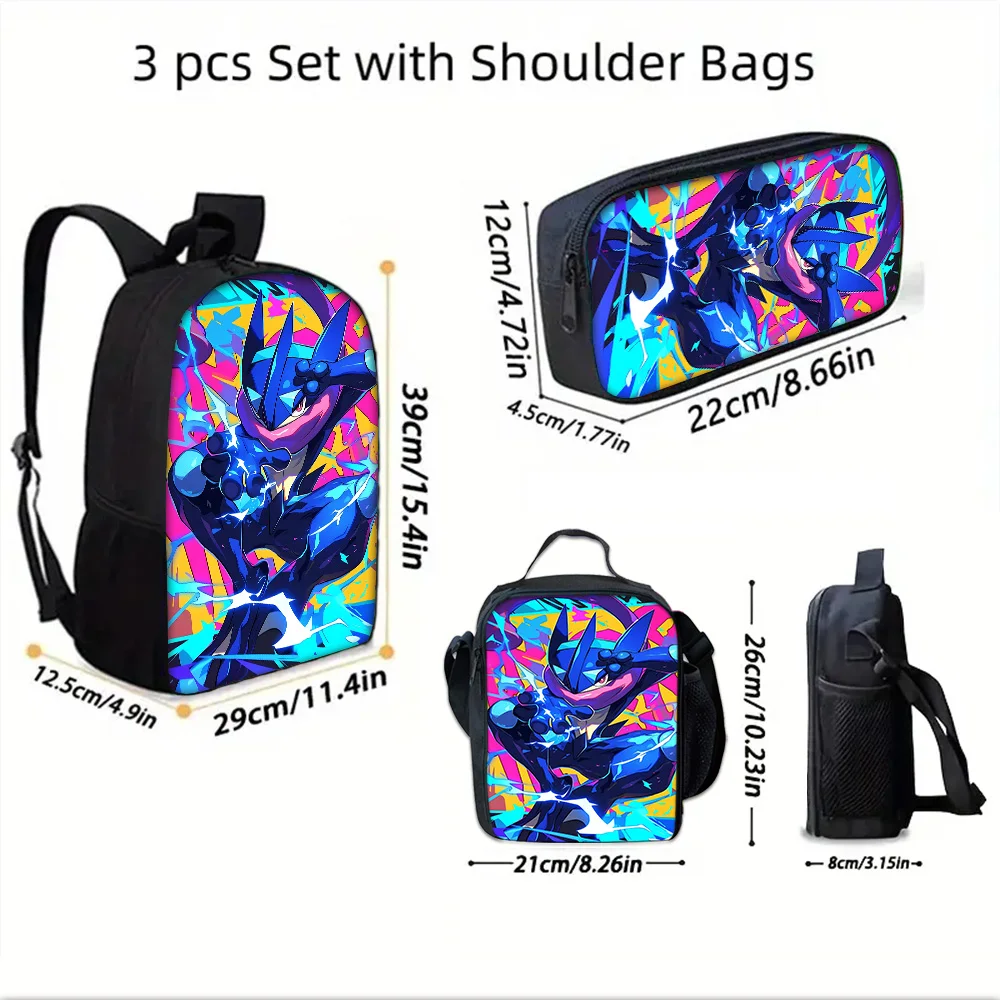 Sac à dos d'école pour enfants avec sacs à déjeuner, sacs à crayons P-PokéS, sacs d'école pour garçons et filles, meilleur cadeau