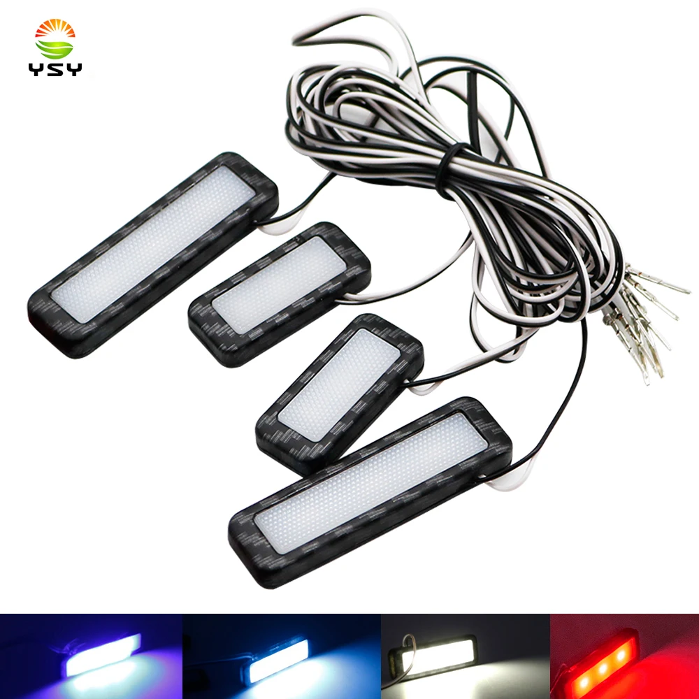 Lampe d'intérieur pour poignée de porte, 4 pièces, lumière LED pour intérieur de voiture, lumière pour bol universel, lampe d'atmosphère automobile, lumière décorative