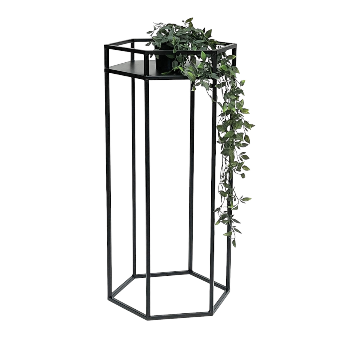 DanDiBo Blumenhocker Metall Schwarz 6eck 70 cm Blumenständer Blumensäule 96453 L Pflanzenhocker Modern Pflanzenständer Image