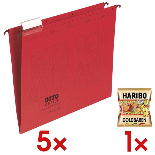 OTTO Office 5 Pack Hängemappen inkl. 1x Fruchtgummi »Goldbären« rot