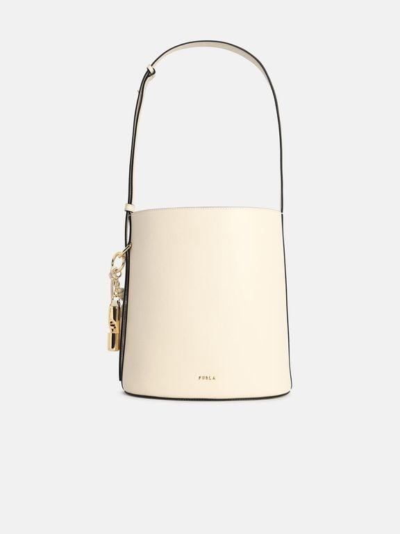 Cream Leather 'Roxie' Bucket Bag - White - Furla Bucket Bags