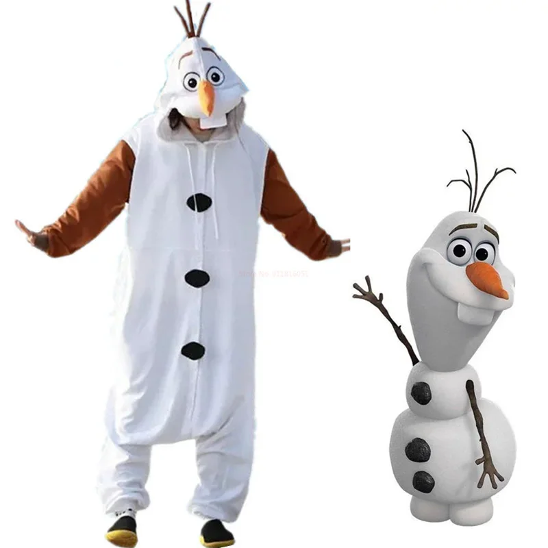 Anime Olaf Schneemann Kigurumi Onesies Cosplay Kostüm Erwachsene Kinder Pyjamas Weiß Overall Party Winter Cartoon Nachtwäsche Geschenke Image