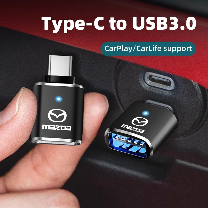 Auto Typ-C USB zu USB Adapter Lade Interface Konverter Für Mazda 3 6 2 5 CX-5 CX-30 CX-50 CX-90 CX-8 BT-50 CX-80 CX-70 MX-30 Image