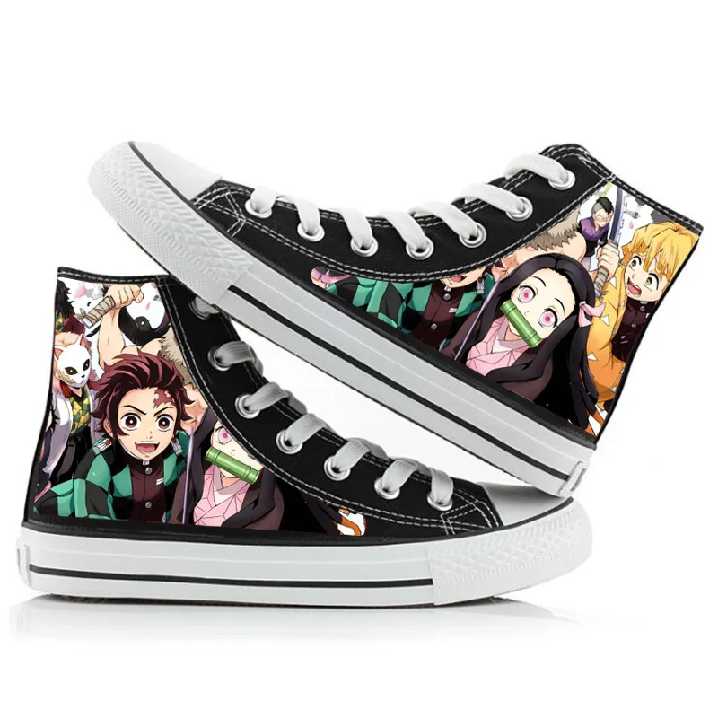 Kawaii Dämon Slayer Anime Hobby Kamado Tanjirou Agatsuma Zenitsu Cartoon Druck High Top Leinwand Schuhe Geburtstag Geschenk