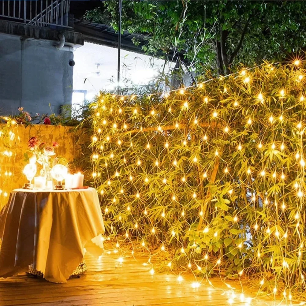 3mx2m 2mx2m 1,5mX1,5m Weihnachtsgirlanden LED String Weihnachten Net Licht Fee Weihnachten Party Garten Hochzeit Dekoration Vorhang Licht Image