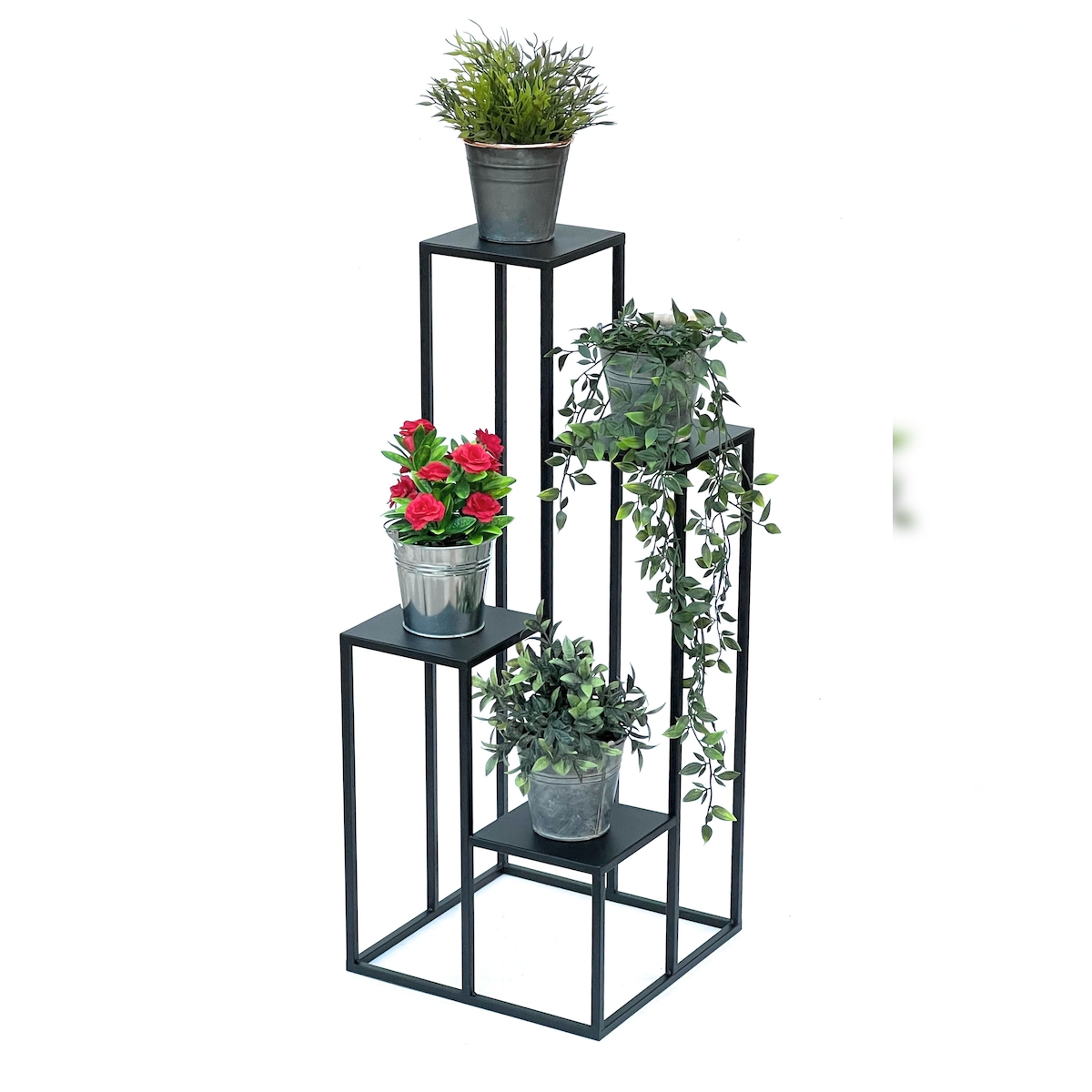 DanDiBo Blumentreppe Metall Schwarz 90 cm Pflanzentreppe Blumenständer 96354 Blumensäule Modern Pflanzenständer Blumenhocker Image