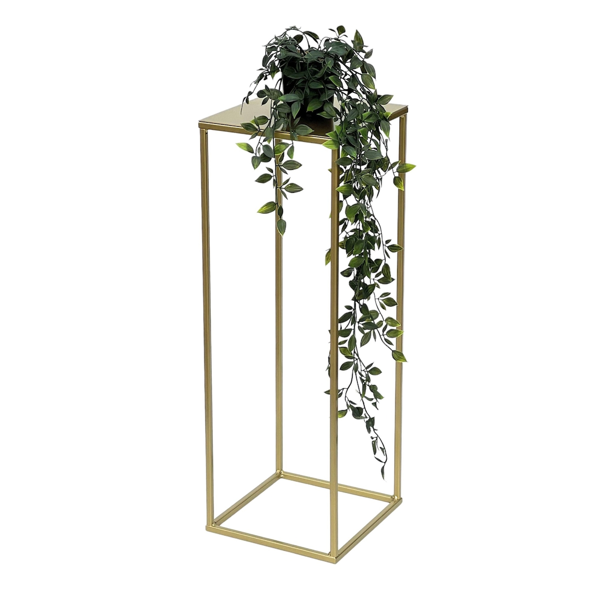 DanDiBo Blumenhocker Metall Gold Eckig M 62 cm Blumenständer Beistelltisch 96406 Blumensäule Modern Pflanzenständer Pflanzenhocker Image