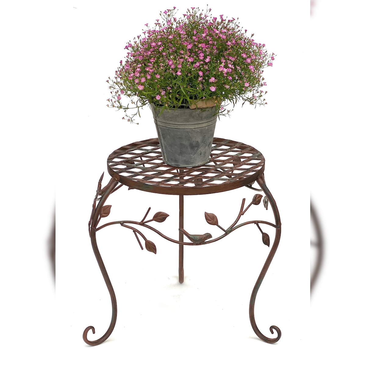 DanDiBo Blumenhocker Metall Braun 35 cm Blumenständer 93992 L Blumensäule Antik Pflanzenständer Pflanzenhocker Image