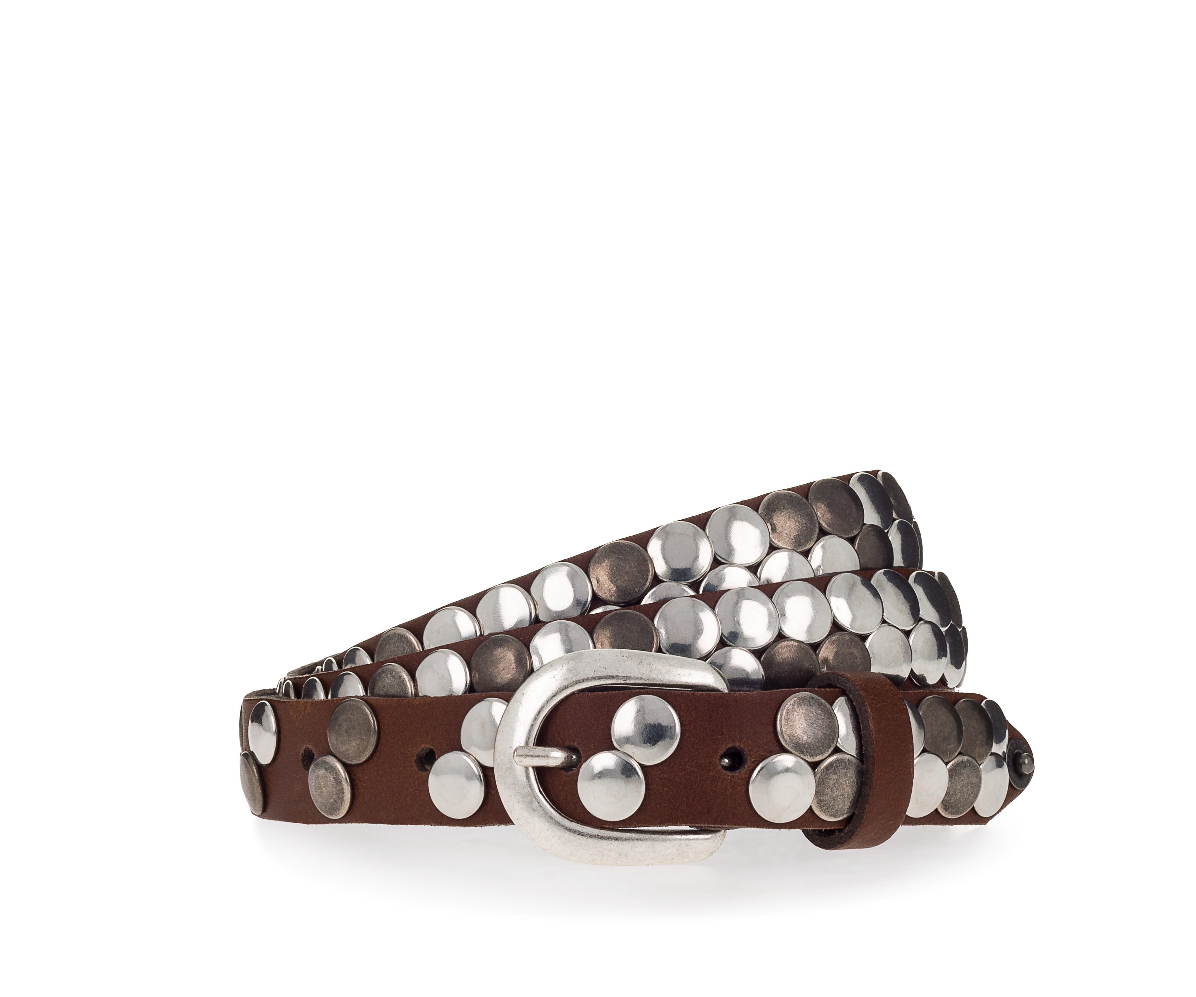 Ledergürtel MUSTANG, Damen, Gr. 100, middle braun, Rindsleder, Gürtel Ledergürtel, Echtleder, mit Plattnieten verziert, einfache Dornschließe Image