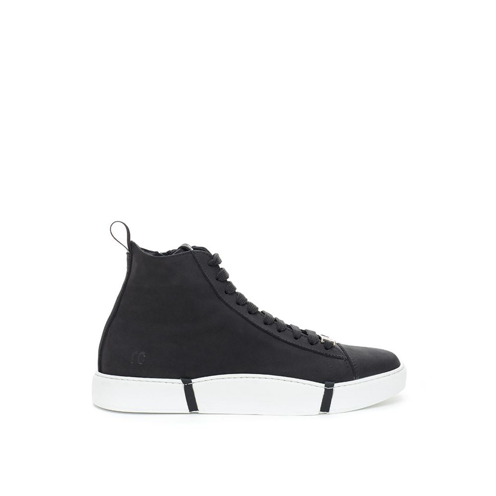 Roberto Cavalli Schwarze Wildleder Leder High-Top Sneaker
