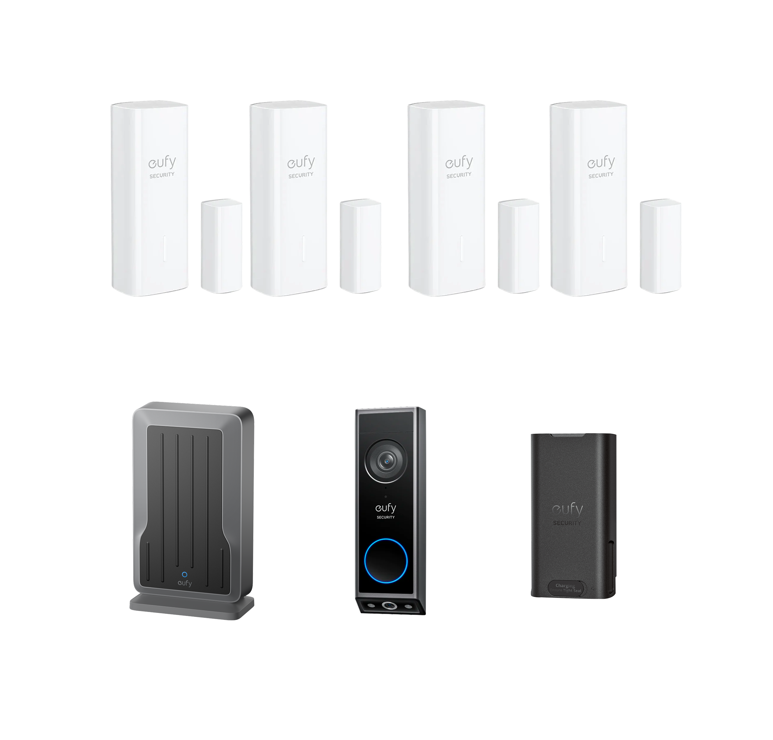 eufy Wi-Fi Module Adapter for eufy NVR PoE System+Entry Sensor( 4 pack)+Video Doorbell E340 + Battery Pack