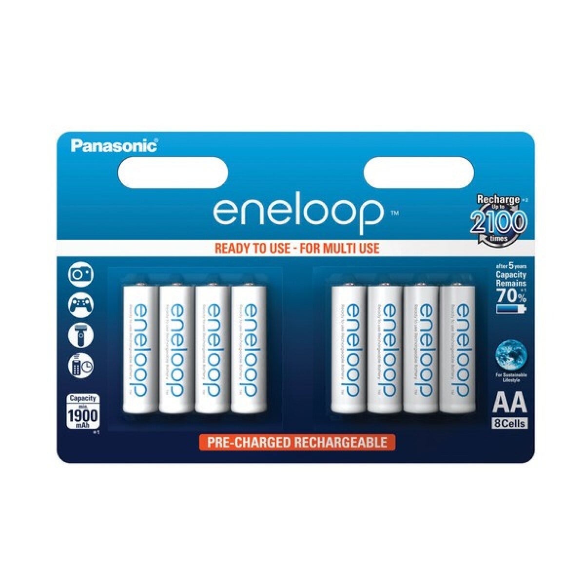 Sanyo Panasonic Eneloop NiMH AA 2000 mAh HR3UTG R2U - 8er Blister Image