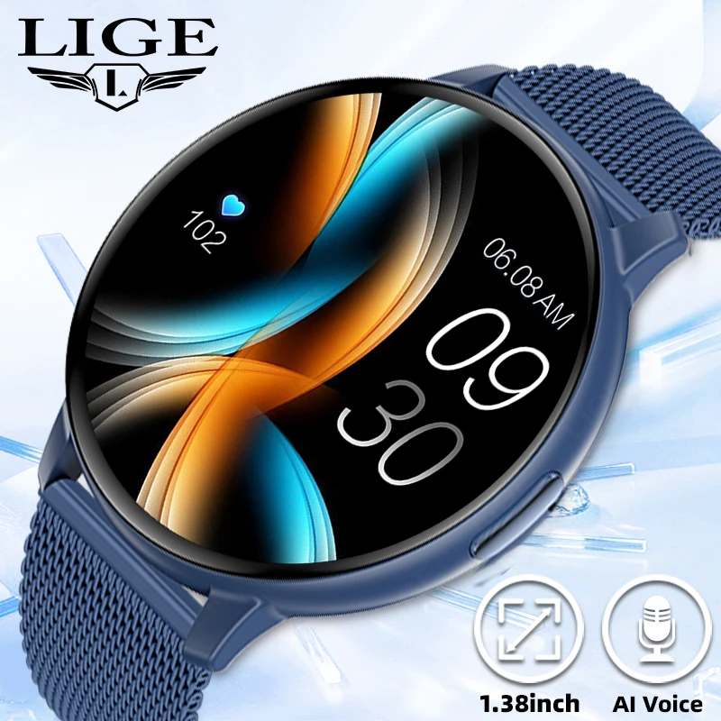LIGE 2026 Astuto Della Vigilanza Delle Donne Degli Uomini di Chiamata Bluetooth Monitor di Frequenza Cardiaca di Salute 1.38 pollici HD Schermo di Sport di Moda Degli Uomini Smartwatch Donne