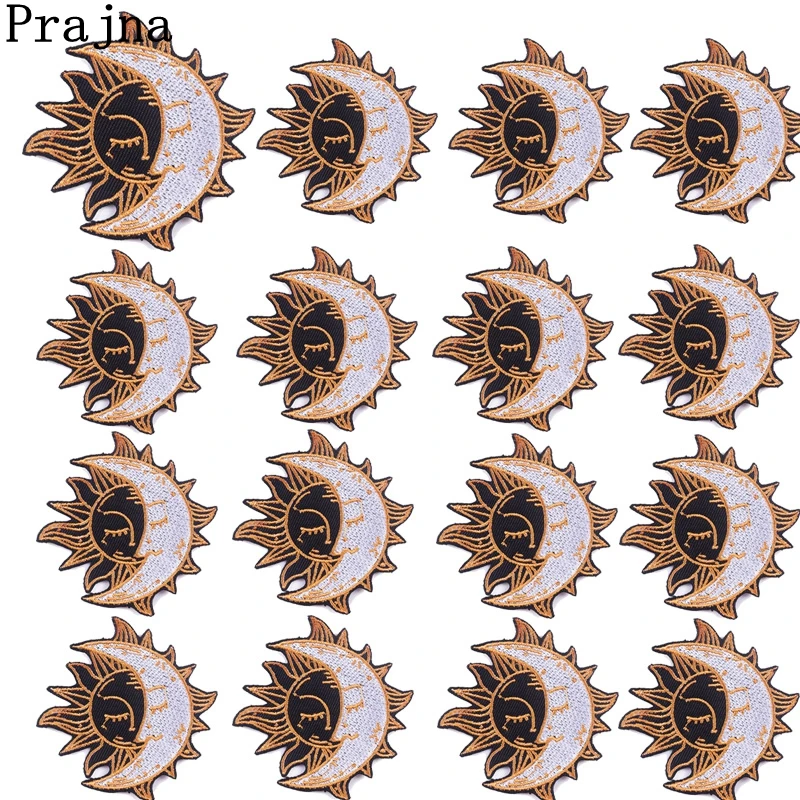 10 pezzi all'ingrosso Sun Moon toppe ricamate sui vestiti distintivi rotondi fai da te del fumetto striscia di ferro sulle toppe per gli adesivi dell'abbigliamento