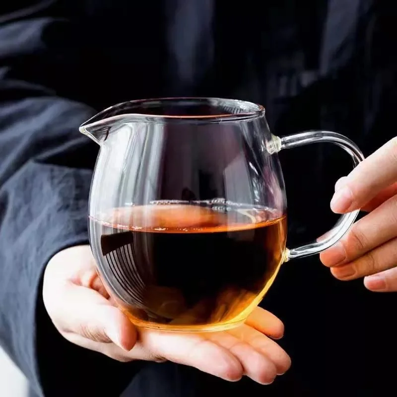 Brocca da tè in vetro trasparente resistente al calore Teiera in vetro Tazza da favola Cha Hai Set da tè cinese Kung Fu Brocca in vetro per latte Caffettiera