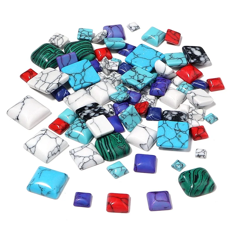 10 pz/lotto 4 6 8 10 12mm pietra naturale piazza turchese Cabochon perline Flatback Scrapbooking cupole Cabochon cammeo per gioielli