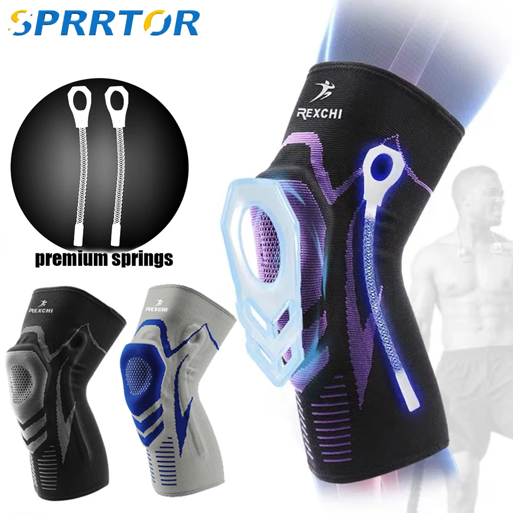 Ginocchiera, supporto per manicotto di compressione del ginocchio con cuscinetto in Gel per rotula e stabilizzatori a molla laterale, protezione per il ginocchio per corsa, artrite