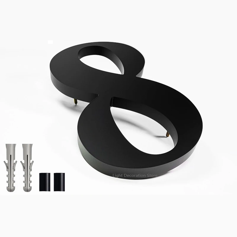 Segnale di indirizzo con numeri 3D con numero civico galleggiante da 8 pollici/200 mm # 0-9 lettere grandi piastre per porte moderne numeri per la casa all'aperto